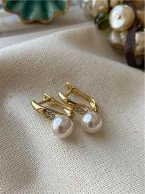 VIP 14K Taşlı Mini İnci Küpe