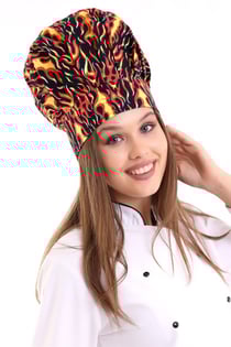Alev Desenli Aşçı Mantar Şapka - Unisex