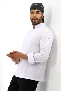 Erkek Likralı Aşçı Ceket - 6401 Beyaz Soft