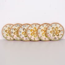Mylamp Muteber Rattan 6'lı Sedefli Bardak Altlığı Sarı - SDF6TK-048
