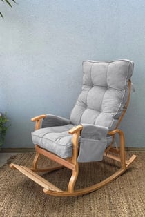 Reyo Santorini Kapitoneli Sallanan Sandalye Dinlenme ve TV Koltuğu Açık Gri 