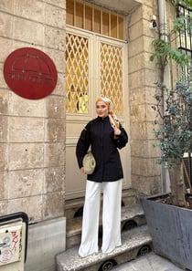 GMLK-373H&R ButikLima Kolu Detayı Taşlı Gömlek Siyah