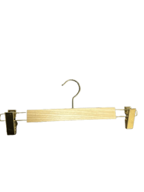 100 Adet Ahşap Etek Askısı Mandallı Ahşap Pantolon Askısı Vernikli 36 Cm Gold Mandal