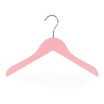 50 Adet Ahşap Bebek Elbise Askısı Vernikli Ahşap Çocuk Askısı Pembe Boyalı 32 cm