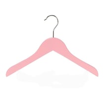 24 Adet Ahşap Bebek Elbise Askısı Vernikli Ahşap Çocuk Askısı Pembe Boyalı 32 cm