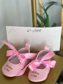 Açık Pembe Kalp Detaylı Kurdeleli Ayakkabı 