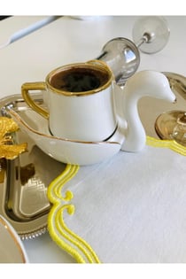 Bee Home & Dekor-Kuğu 2 Kişilik Kahve Fincanı