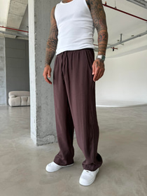 Tensel Kumaş Baggy Fit Pantolon-Kahve