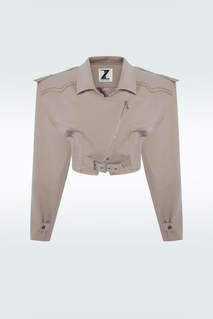 Zeynep TosunZımba İşlemeli Bej Crop Ceket