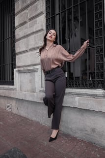 Lizbon Saten Gömlek Bej