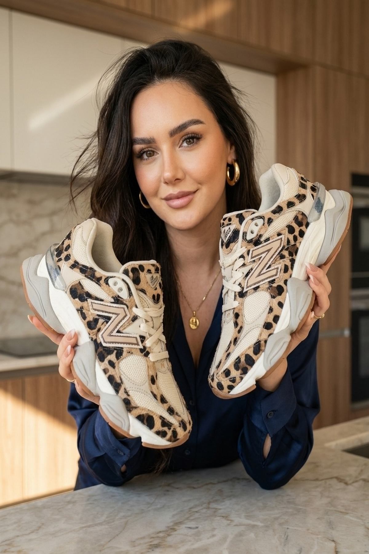 New Balance 9060 Leopar Desenli Kadın Spor Ayakkabı