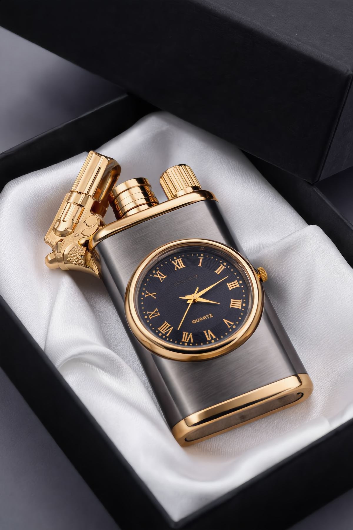 Saatli Lüks Kutulu Manyetik Çakmak Model 60