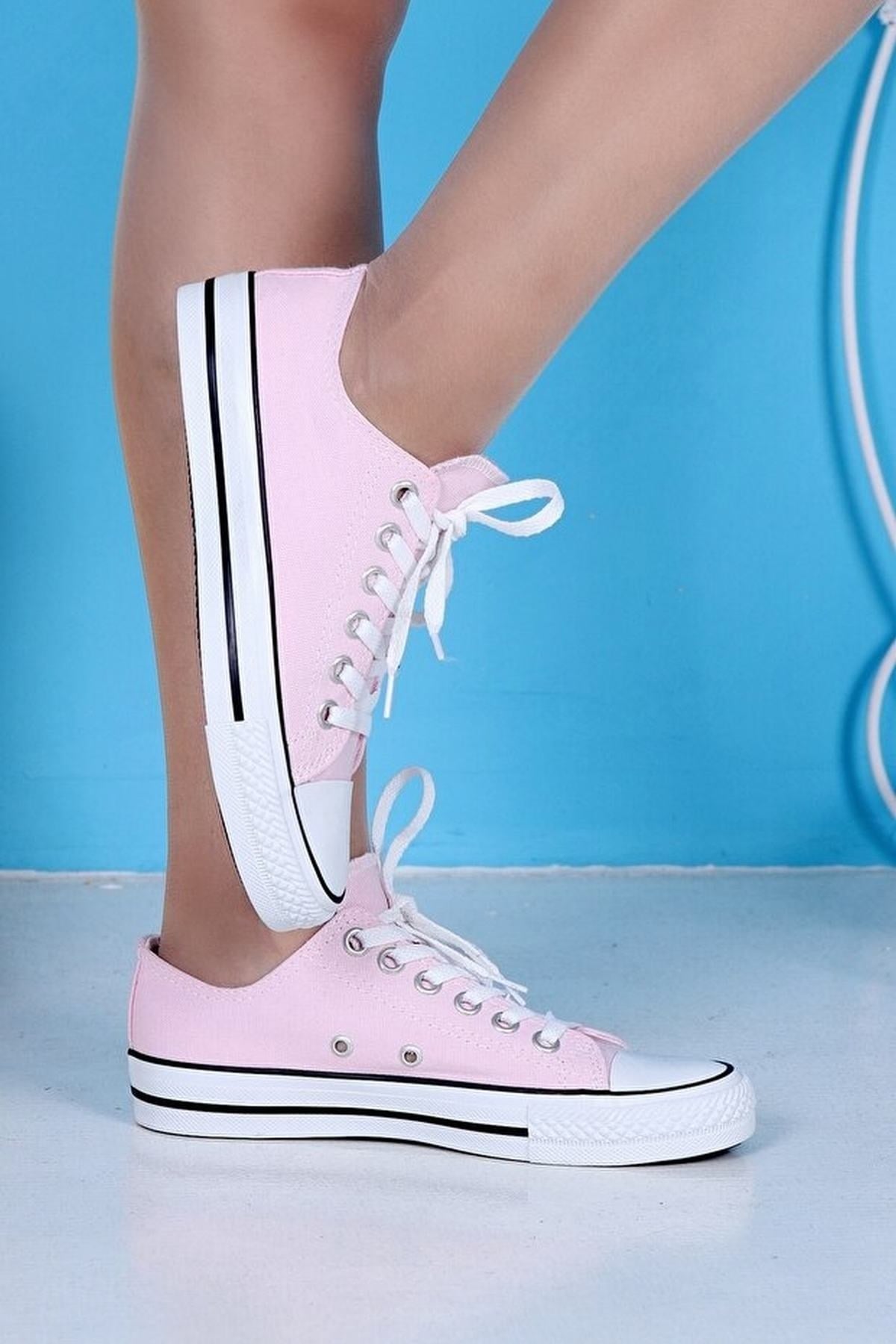 Unisex Pembe Kanvas Bağcıklı Spor Ayakkabı