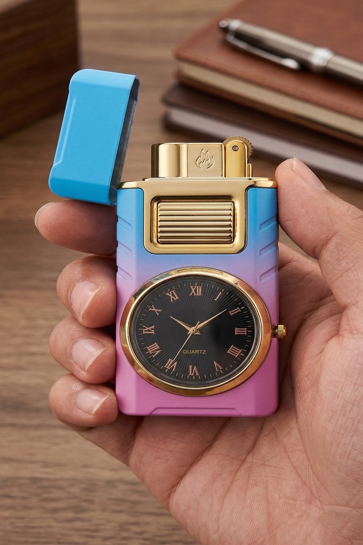 Saatli Lüks Kutulu Manyetik Çakmak Model 1
