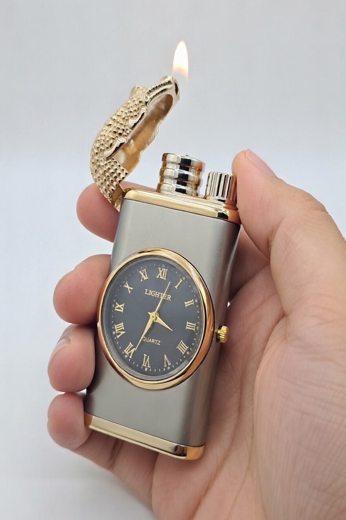 Saatli Lüks Kutulu Manyetik Çakmak Model 8