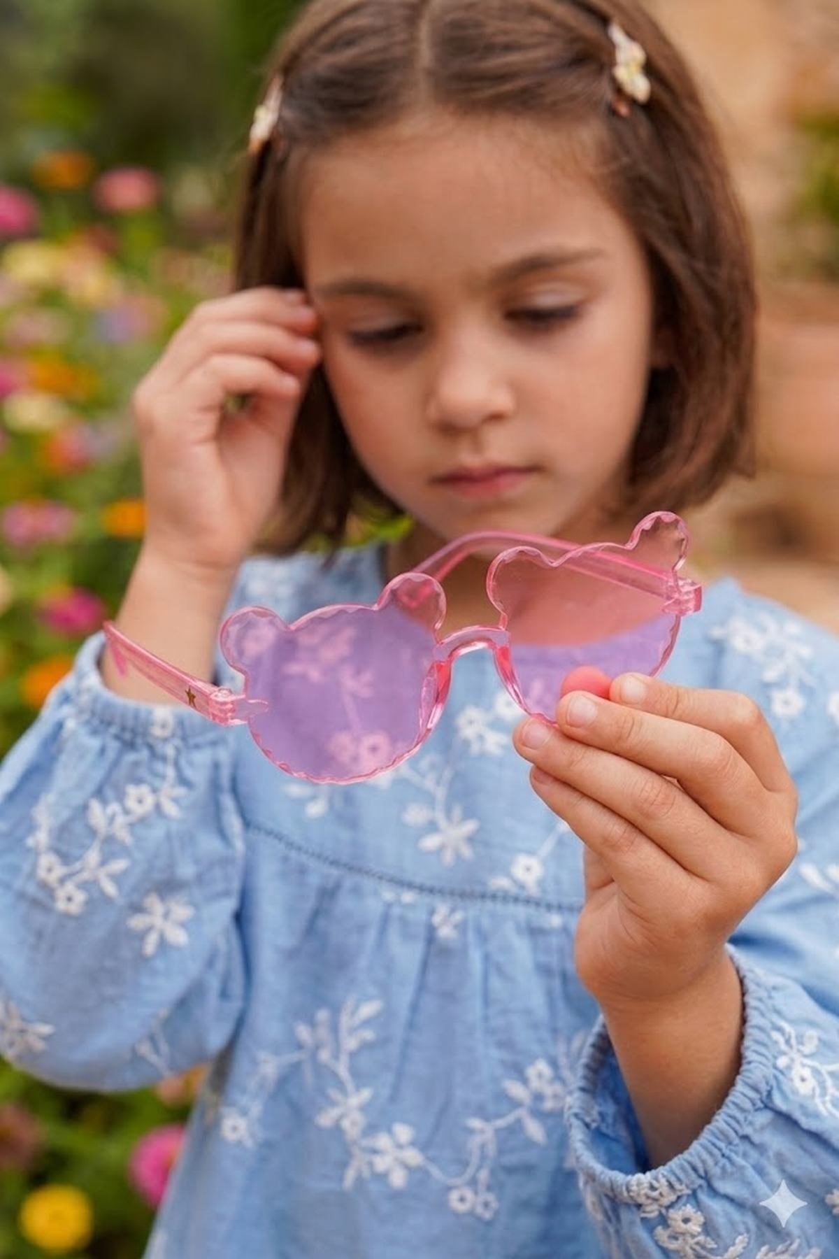Sevimli Figür Tasarımlı Pembe Unisex Çocuk Güneş Gözlüğü