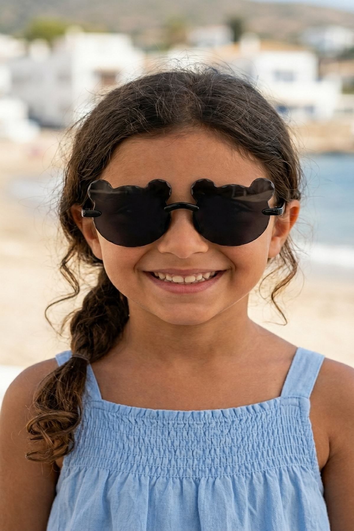 Siyah Ayıcık Desenli Unisex Çocuk Güneş Gözlüğü