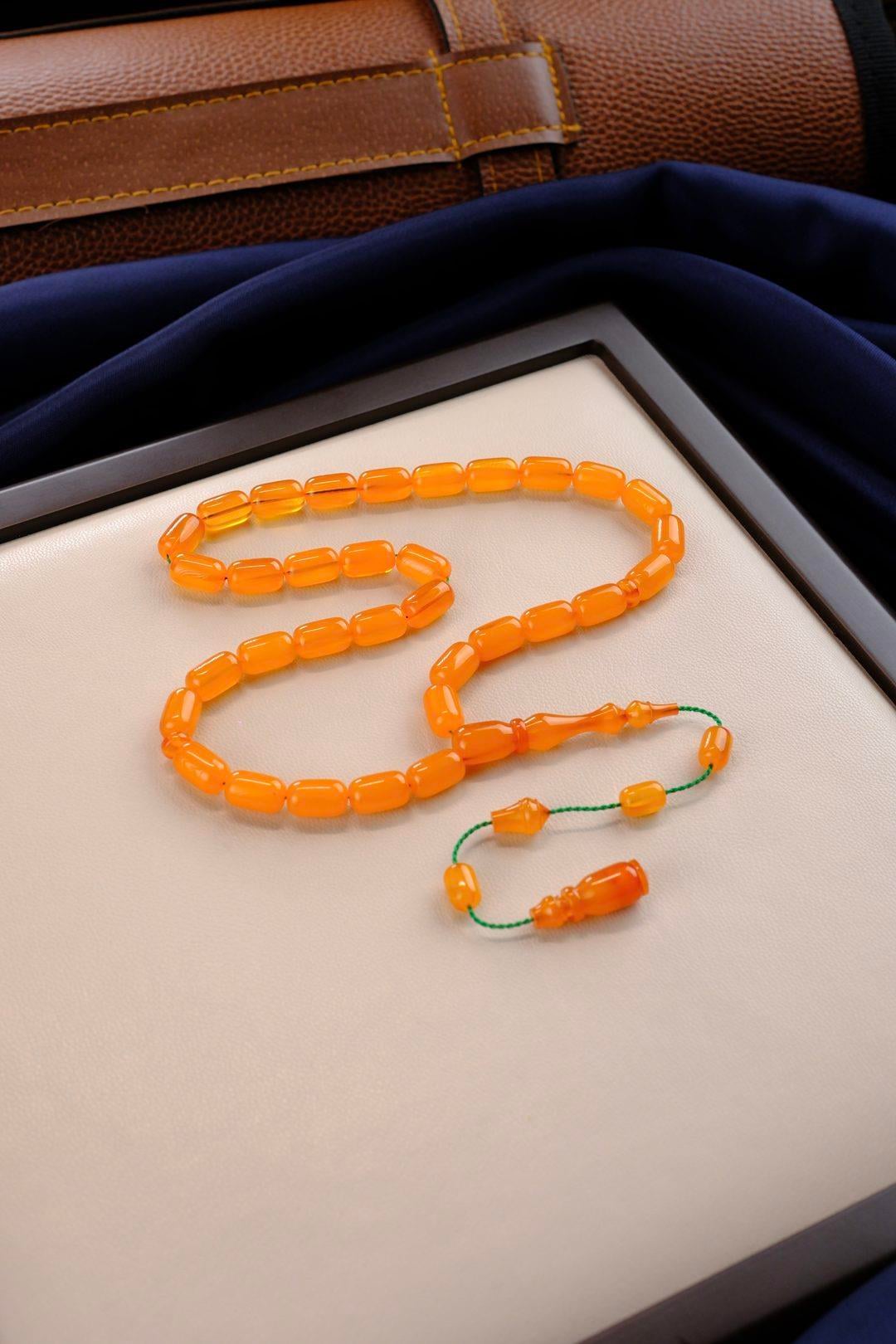 Master Anıl Demir Üst Düzey Koleksiyonluk Eski Osmanlı Sıkma Kehribar Tesbih (Antique Faturan Amber Beads فاتوران عنبر خرز عتيق)