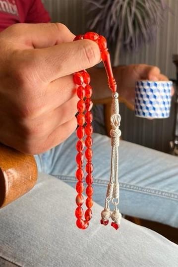 Portakal Hareli Sıkma Kehribar Kazaz Örmesi Tasarım