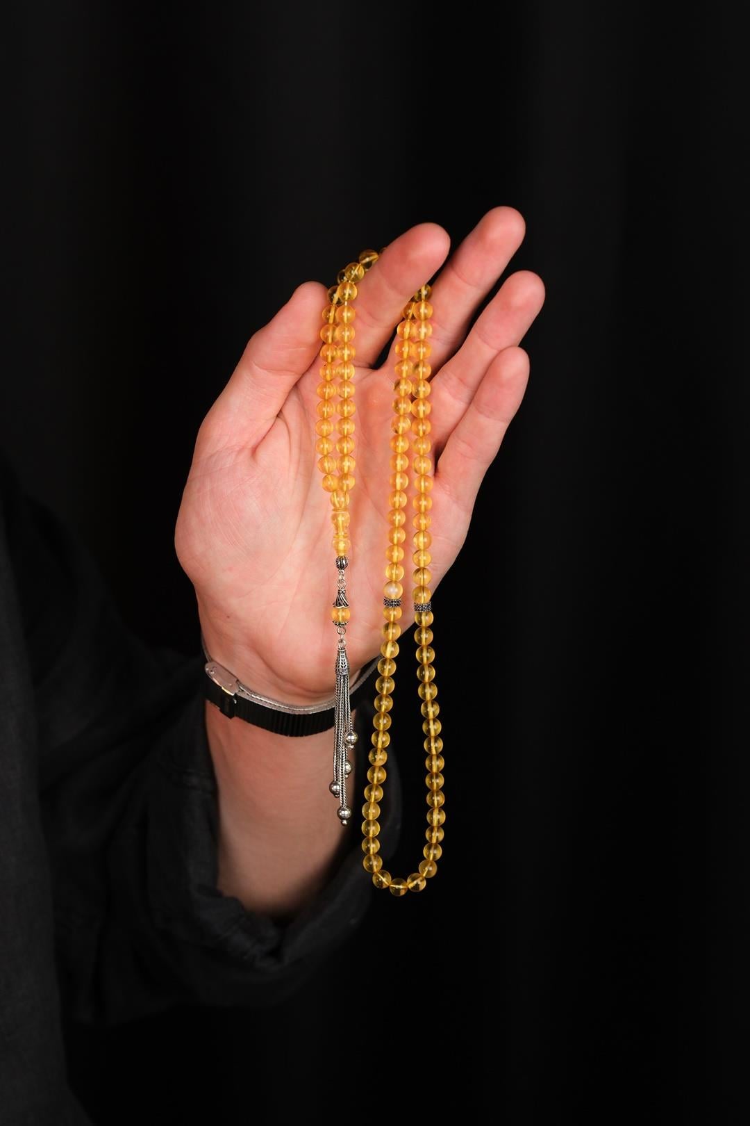  Kaya Su Damlası Kehribar 99luk Namaz Zikir Tesbihi (Amber), (مسبحة قطرة كهريبار)