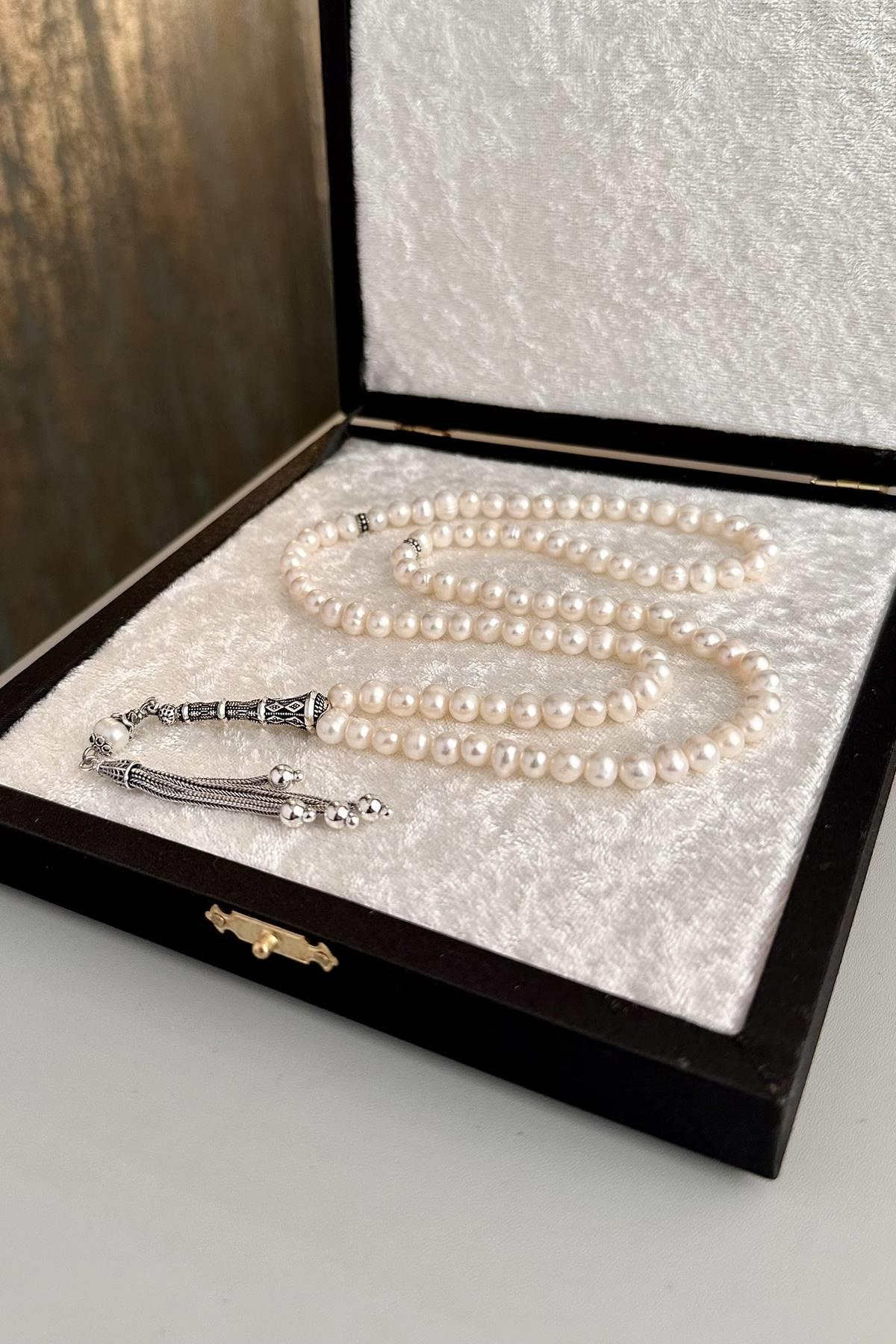 99 luk Kaliteli İnci Gümüş Püskül Tesbih