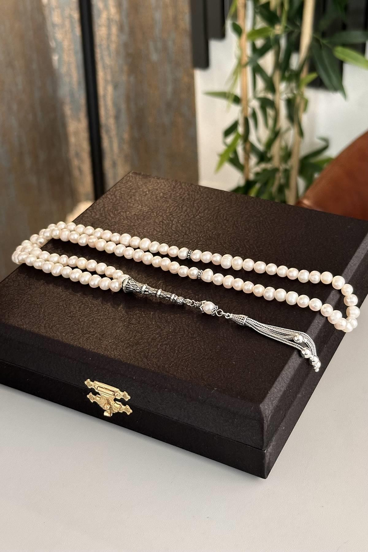 99 luk Kaliteli İnci Gümüş Püskül Tesbih