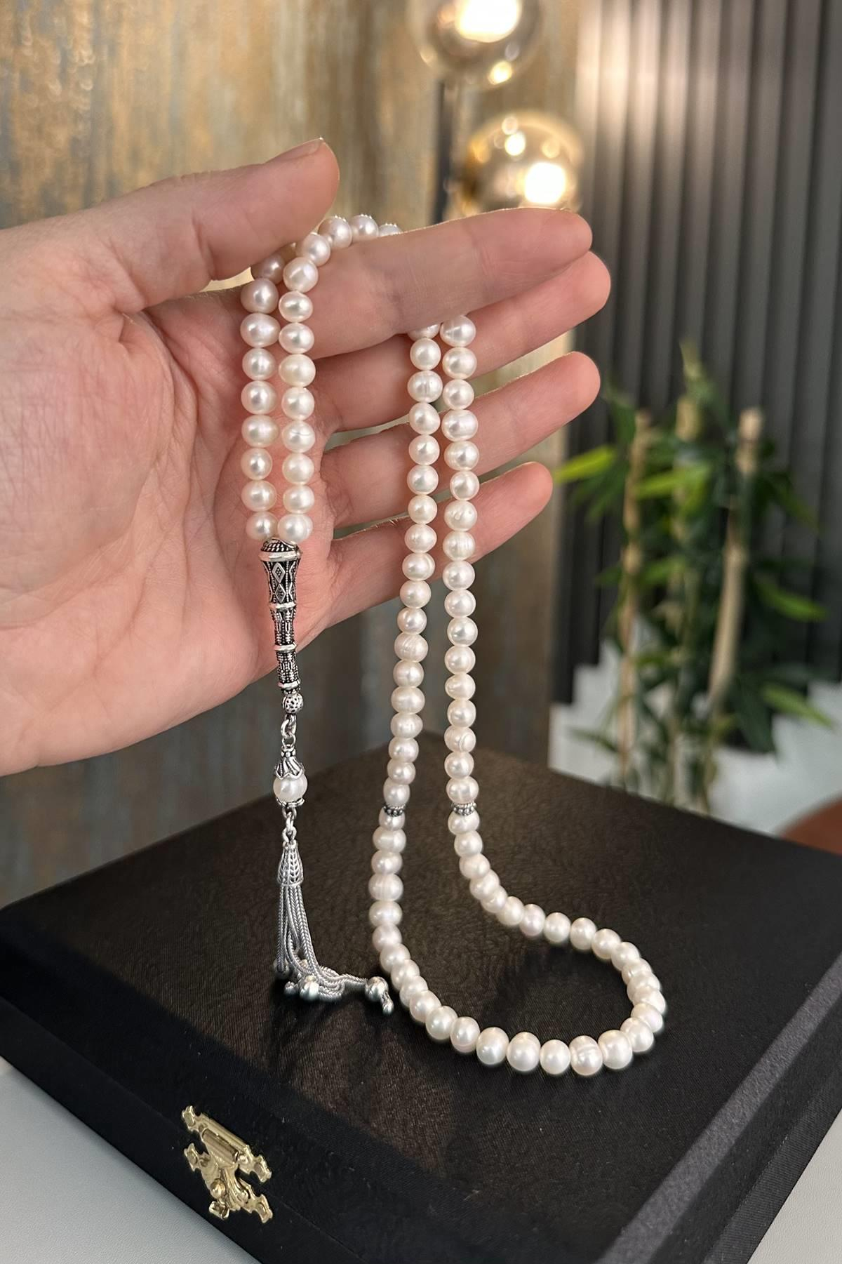 99 luk Kaliteli İnci Gümüş Püskül Tesbih