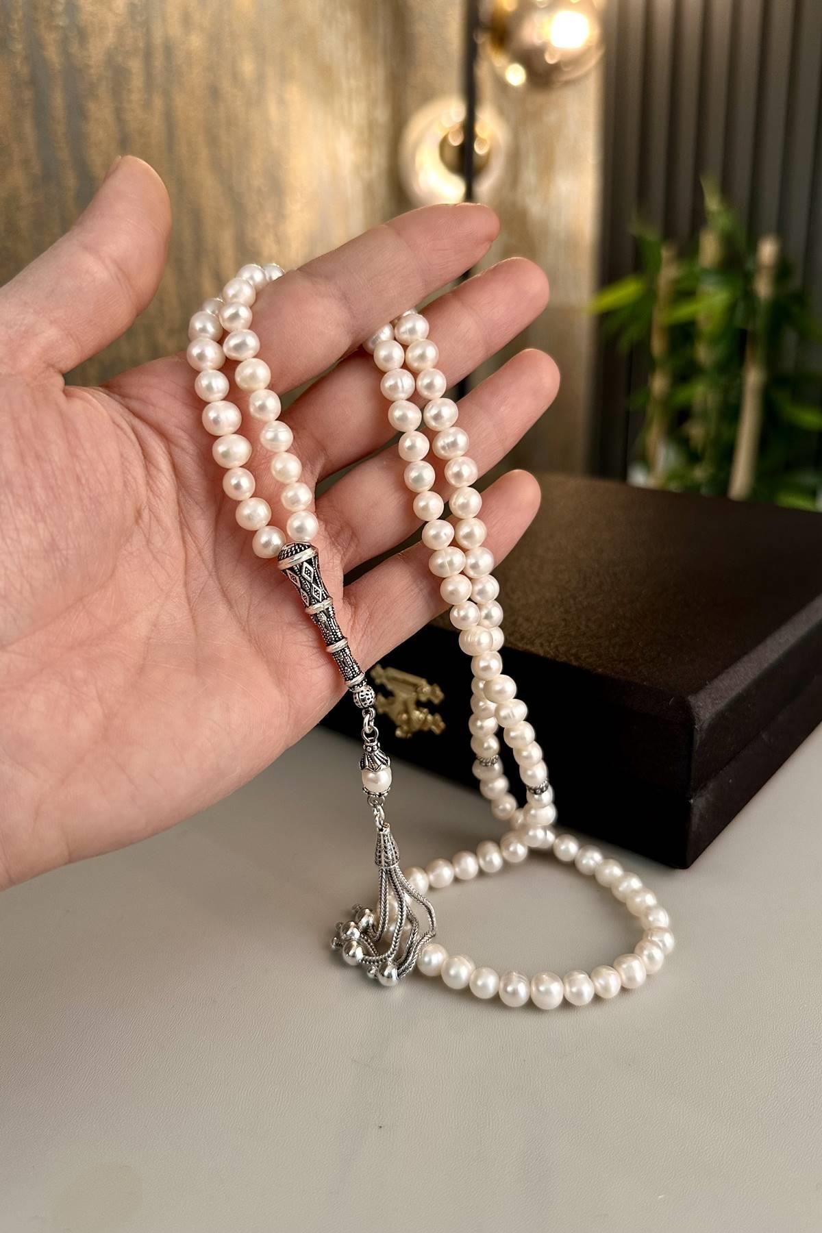 99 luk Kaliteli İnci Gümüş Püskül Tesbih