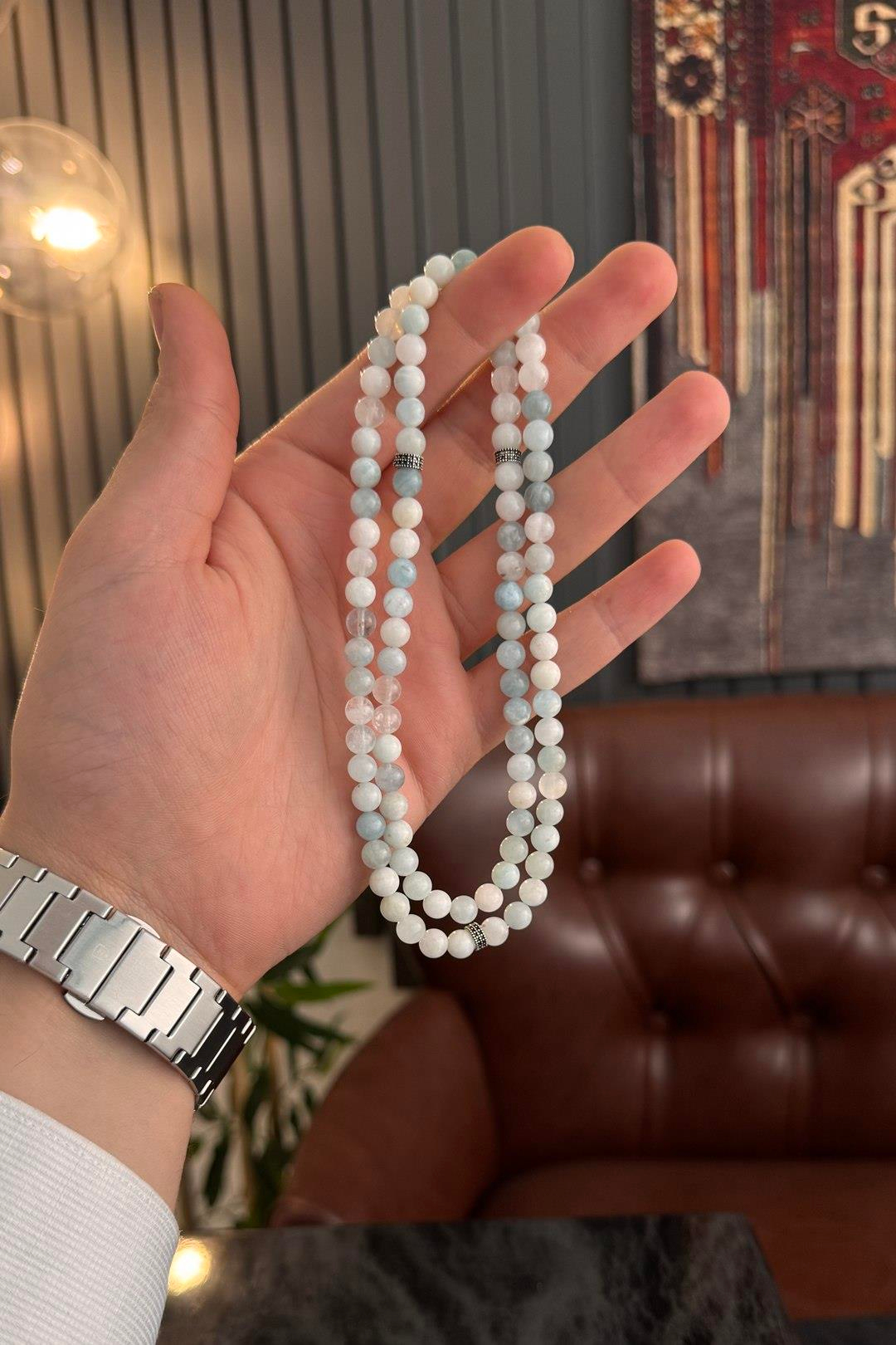 99luk Aquamarine Bileklik Namaz Tesbihi (KOLYE-BİLEKLİK-TESBİH)