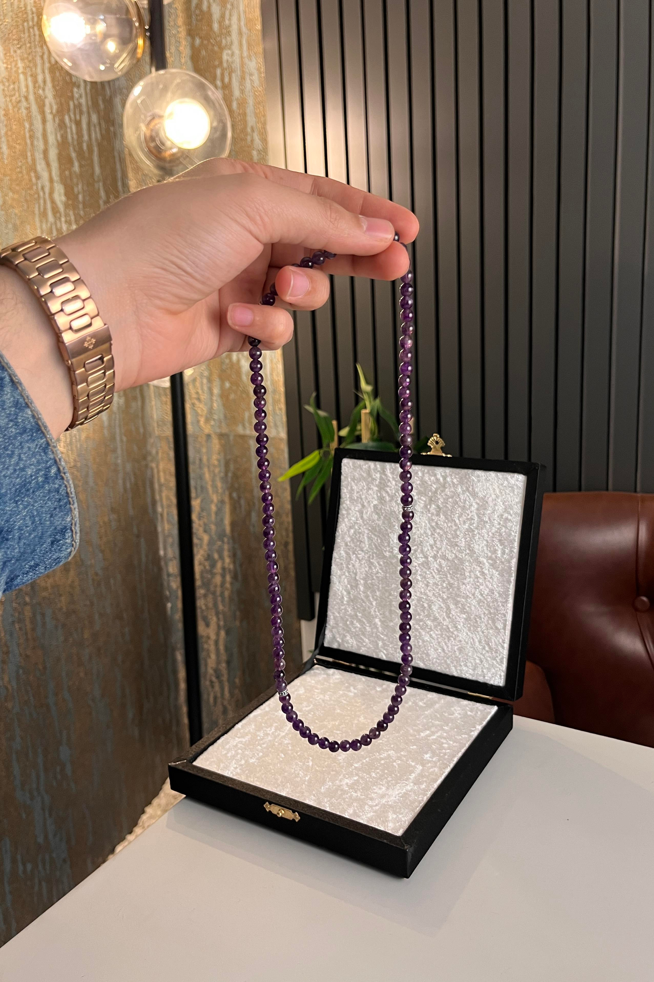 99luk Bileklik Namaz Tesbih Ametist ( KOLYE - BİLEKLİK - TESBİH ) 