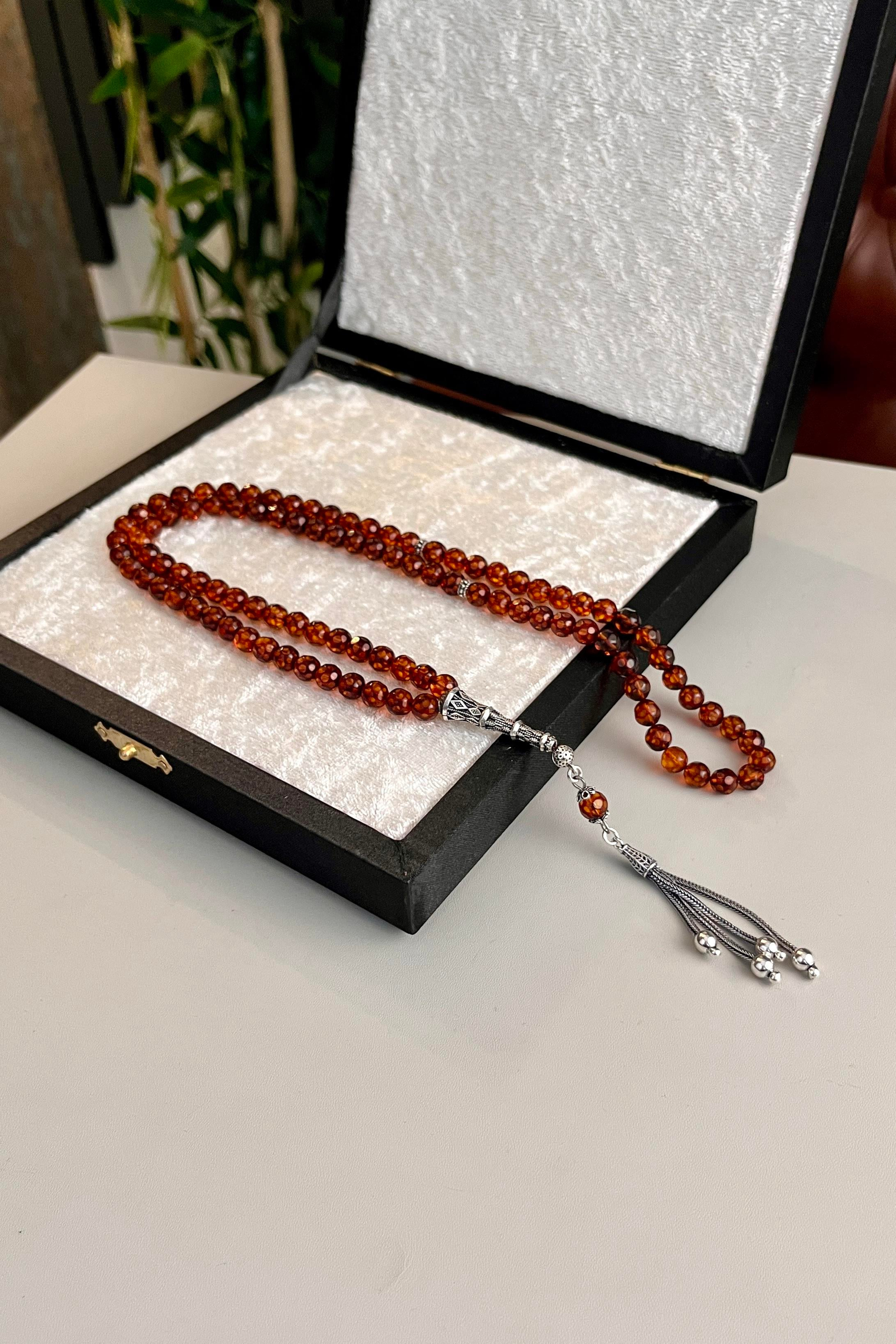 99luk Namaz Tesbihi Rus Damla Kehribarı (Amber), (مسبحة قطرة كهريبار)