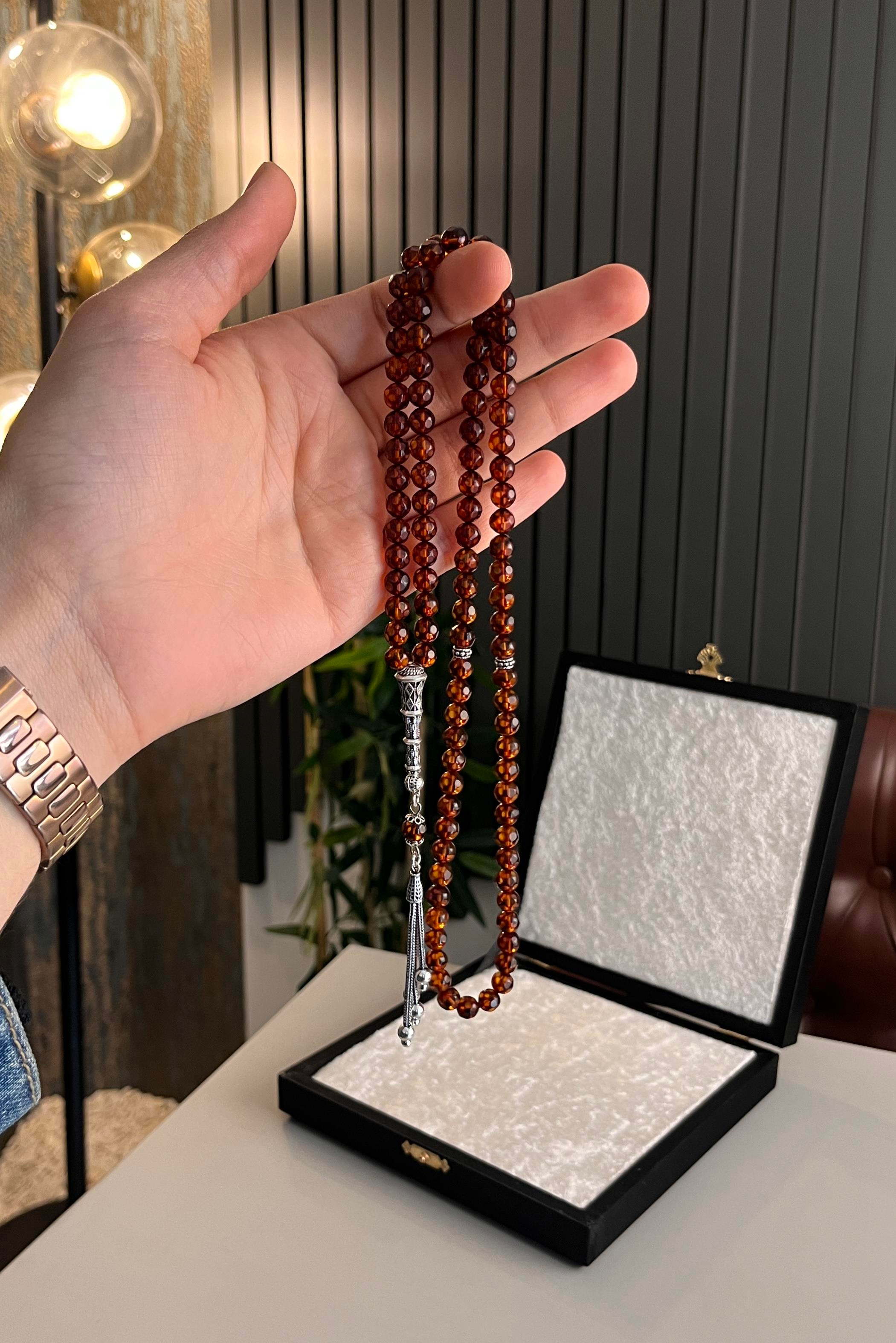 99luk Namaz Tesbihi Rus Damla Kehribarı (Amber), (مسبحة قطرة كهريبار)