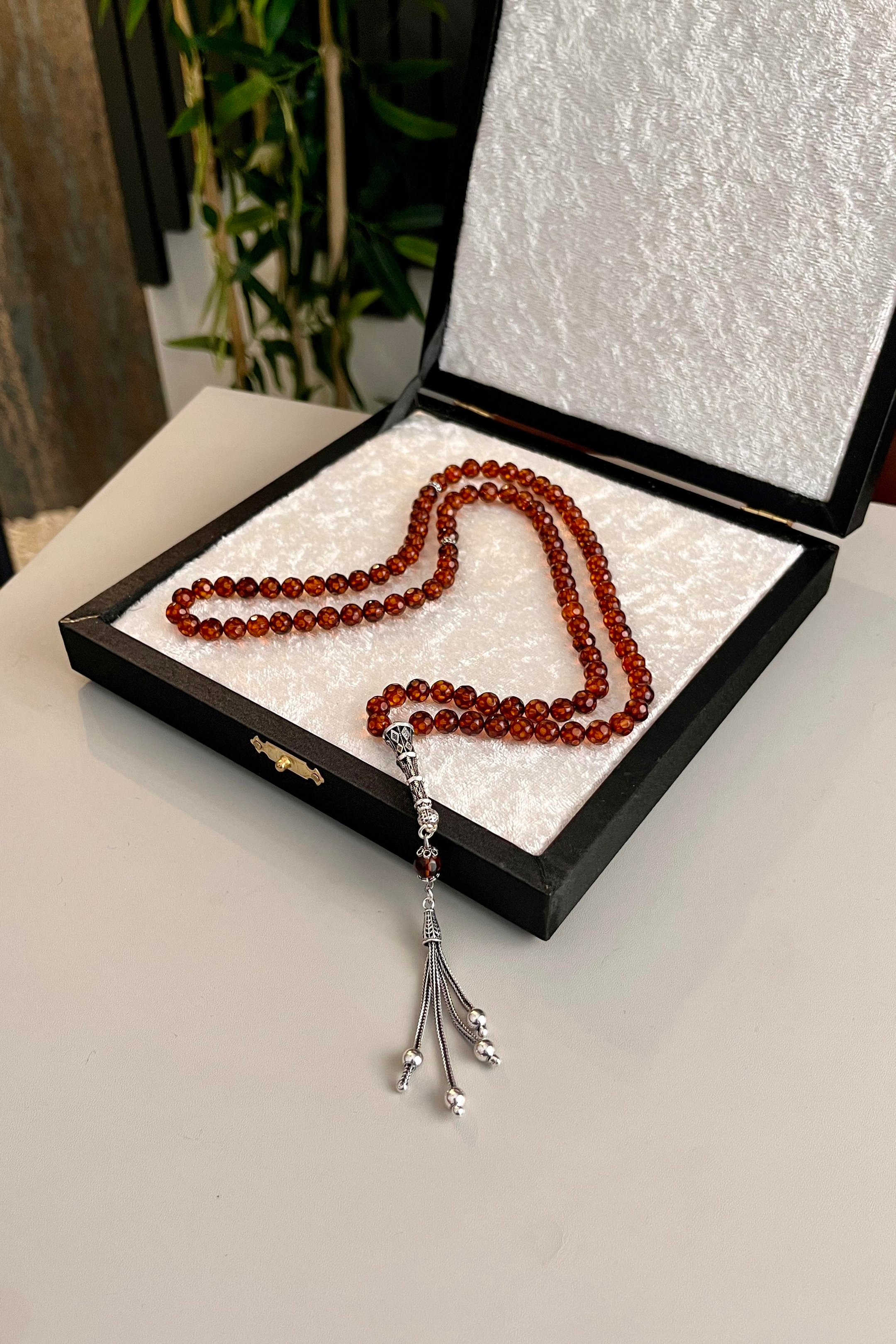99luk Namaz Tesbihi Rus Damla Kehribarı (Amber), (مسبحة قطرة كهريبار)