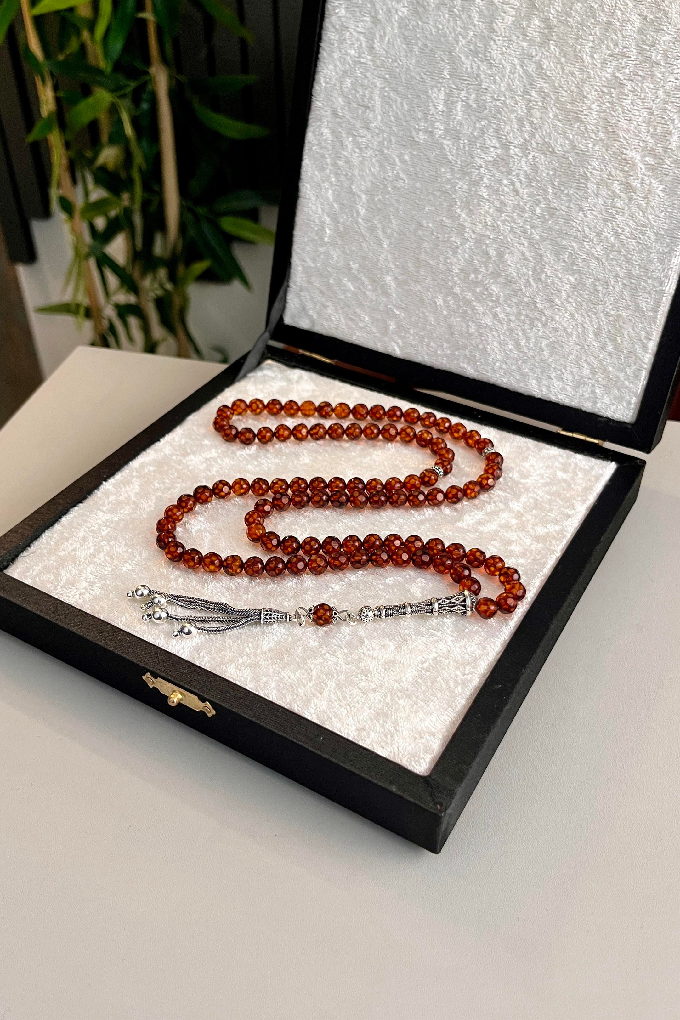 99luk Namaz Tesbihi Rus Damla Kehribarı (Amber), (مسبحة قطرة كهريبار)