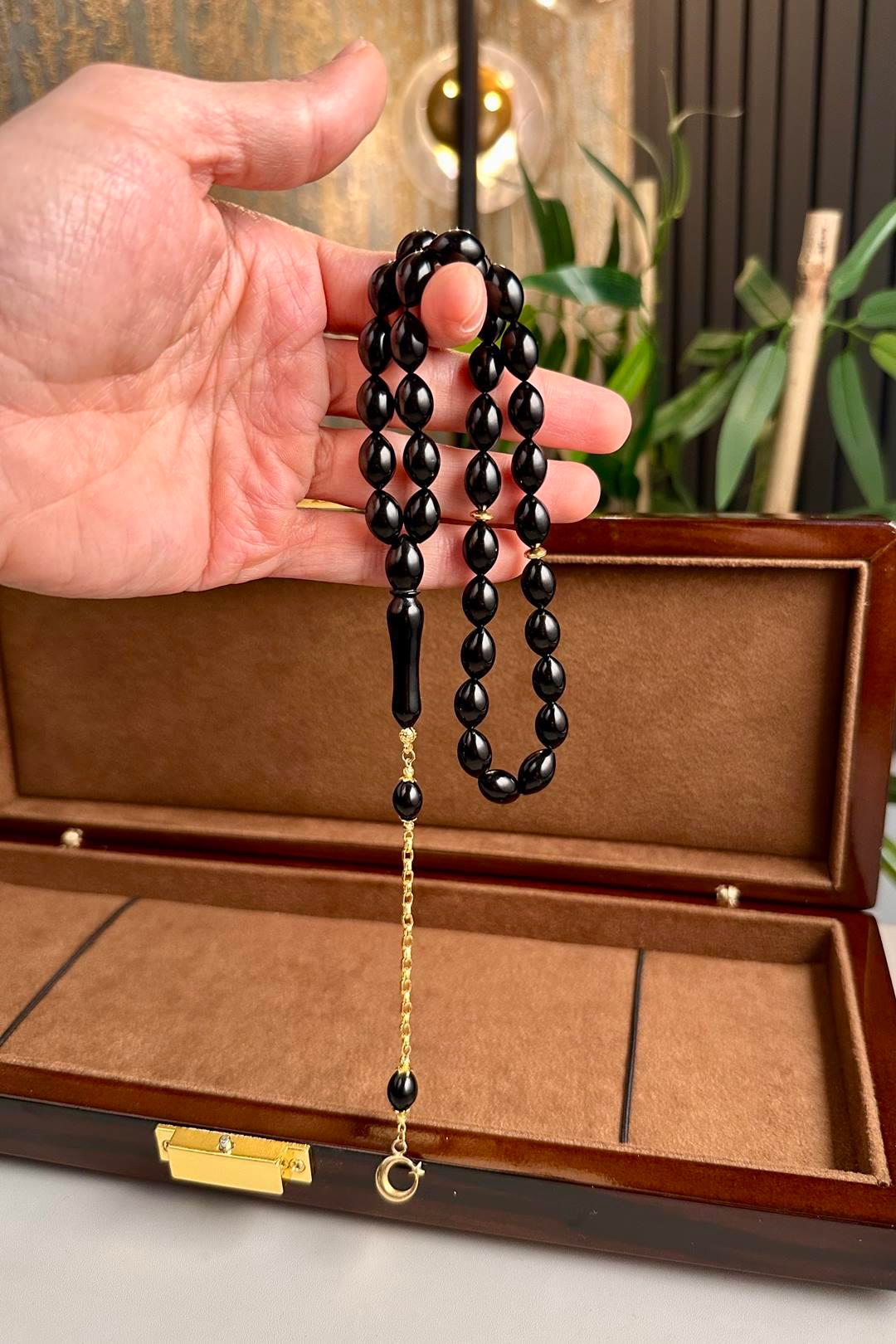 Altın Ayyıldız Tasarım  Erzurum Oltu Taşı Tesbih 