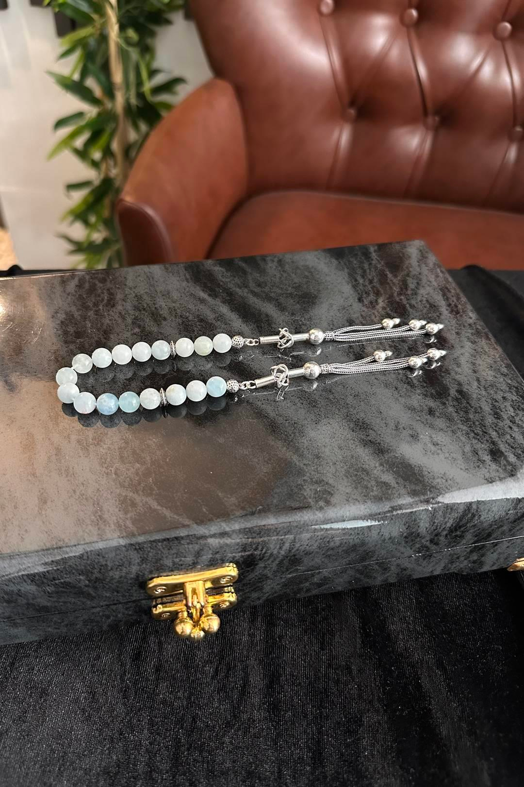 Aquamarine Gümüş Tasarım Zaza Tesbih