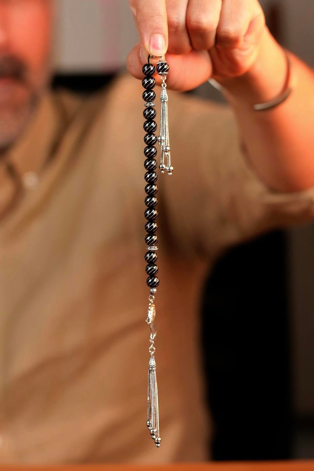 Aslan Figürü Full Gümüş Tasarım Oltu Taşı Zaza Tesbih