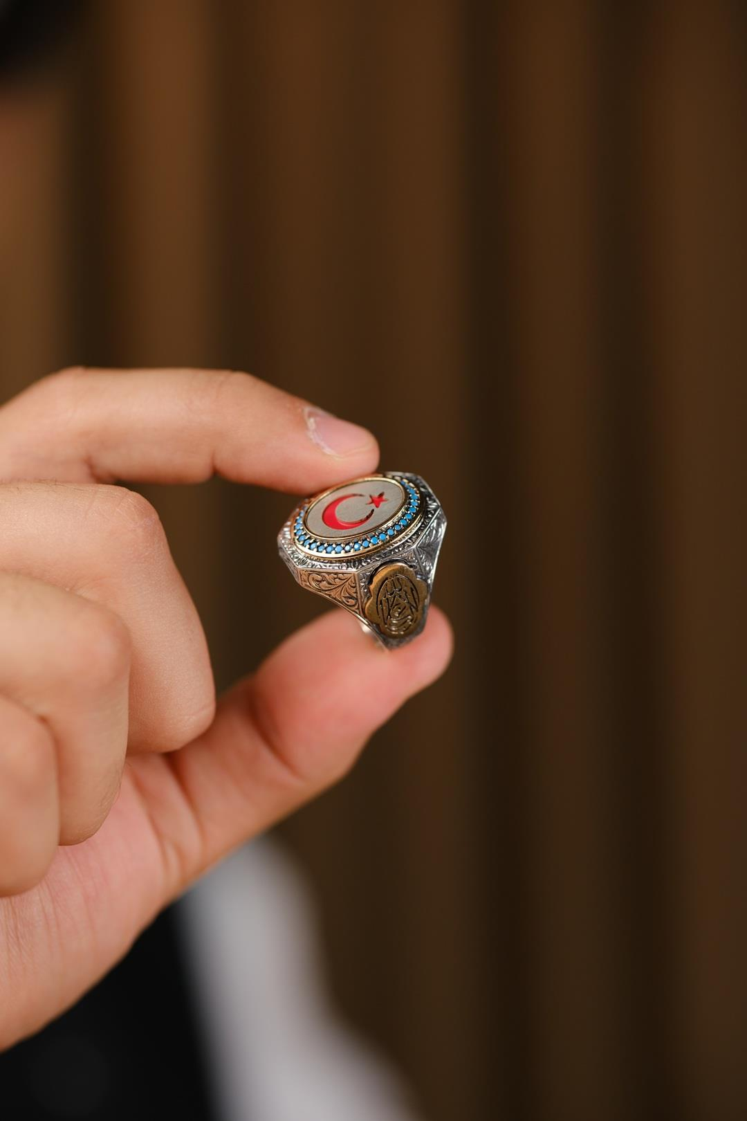 Ayyıldız Tasarım El İşçiliği 925 Ayar Gümüş Yüzük ( La Galibe İllallah)