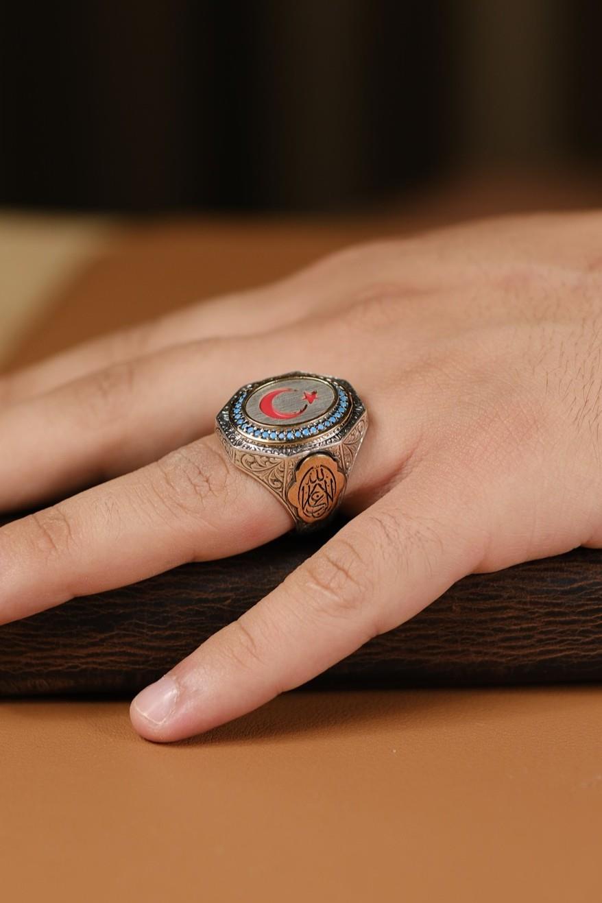 Ayyıldız Tasarım El İşçiliği 925 Ayar Gümüş Yüzük ( La Galibe İllallah)