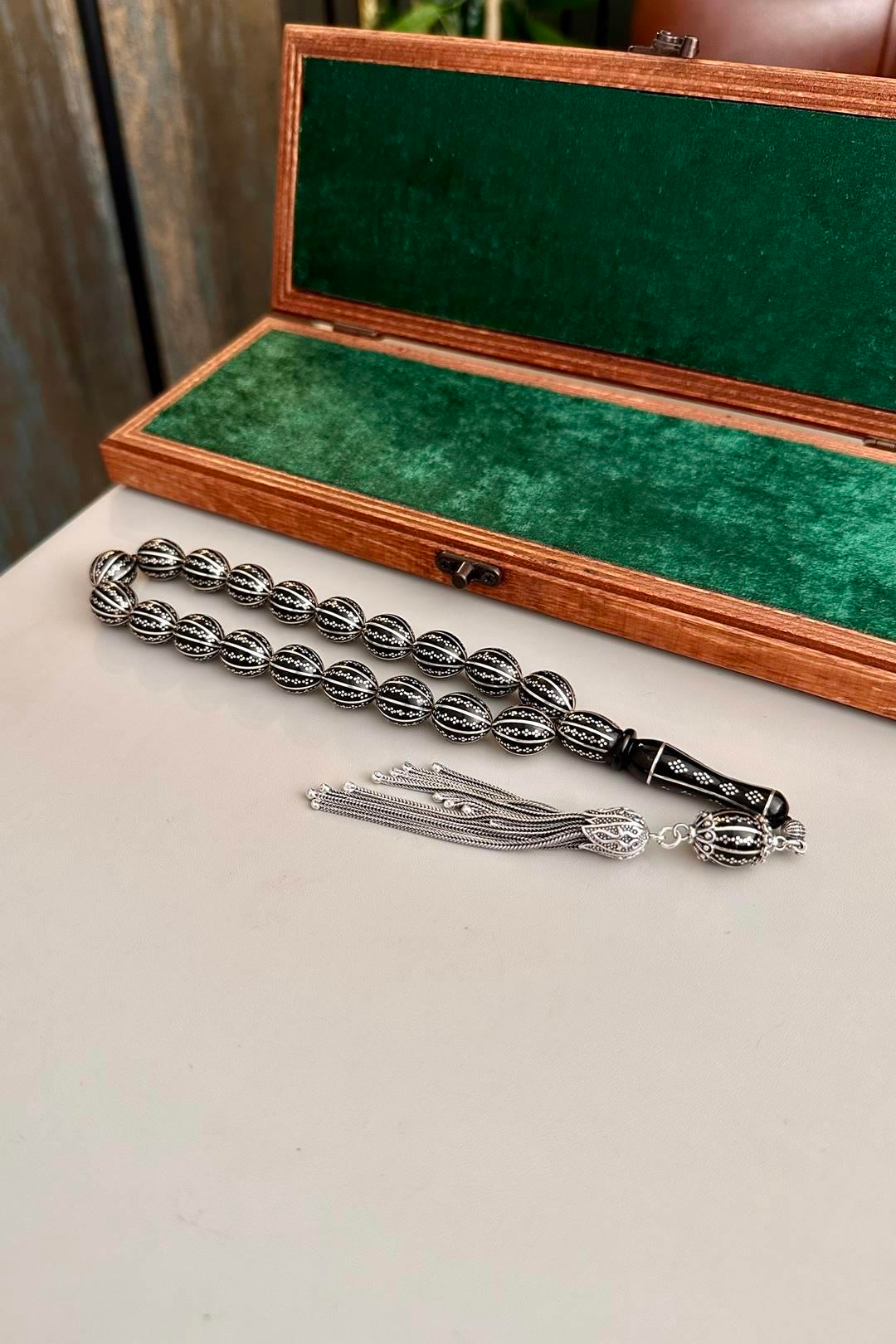 Babalara Özel Yoğun Gümüş Kakma Maskot Beyzi Erzurum Oltu Taşı