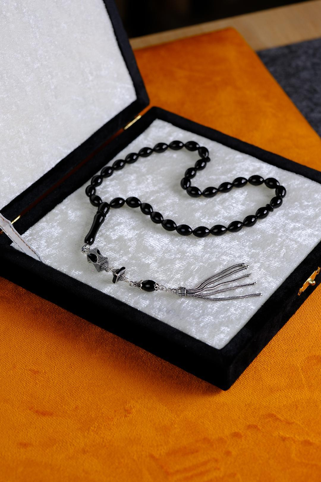 Beyzi Model Gümüş Tasarım Erzurum Oltu Taşı Tesbih 