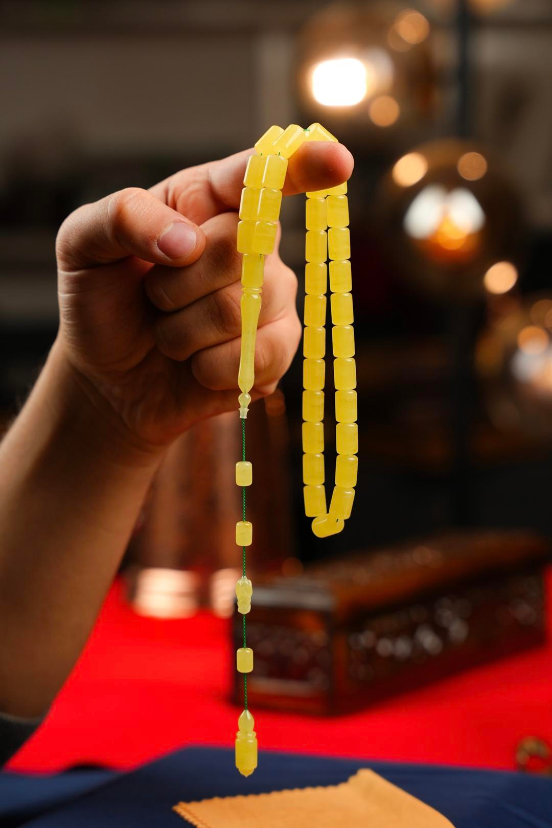 Damla Kehribar Master Fatih Mehmet Kaya Collection Kesme Model Sistemli Tasarım Tesbih