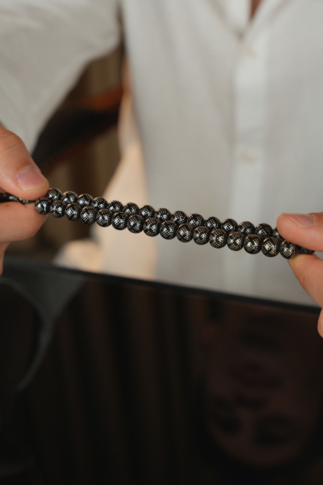 Erzurum Oltu Taşı  Full Gümüş İşleme ve Gümüş Püskül Tasarım Tesbih