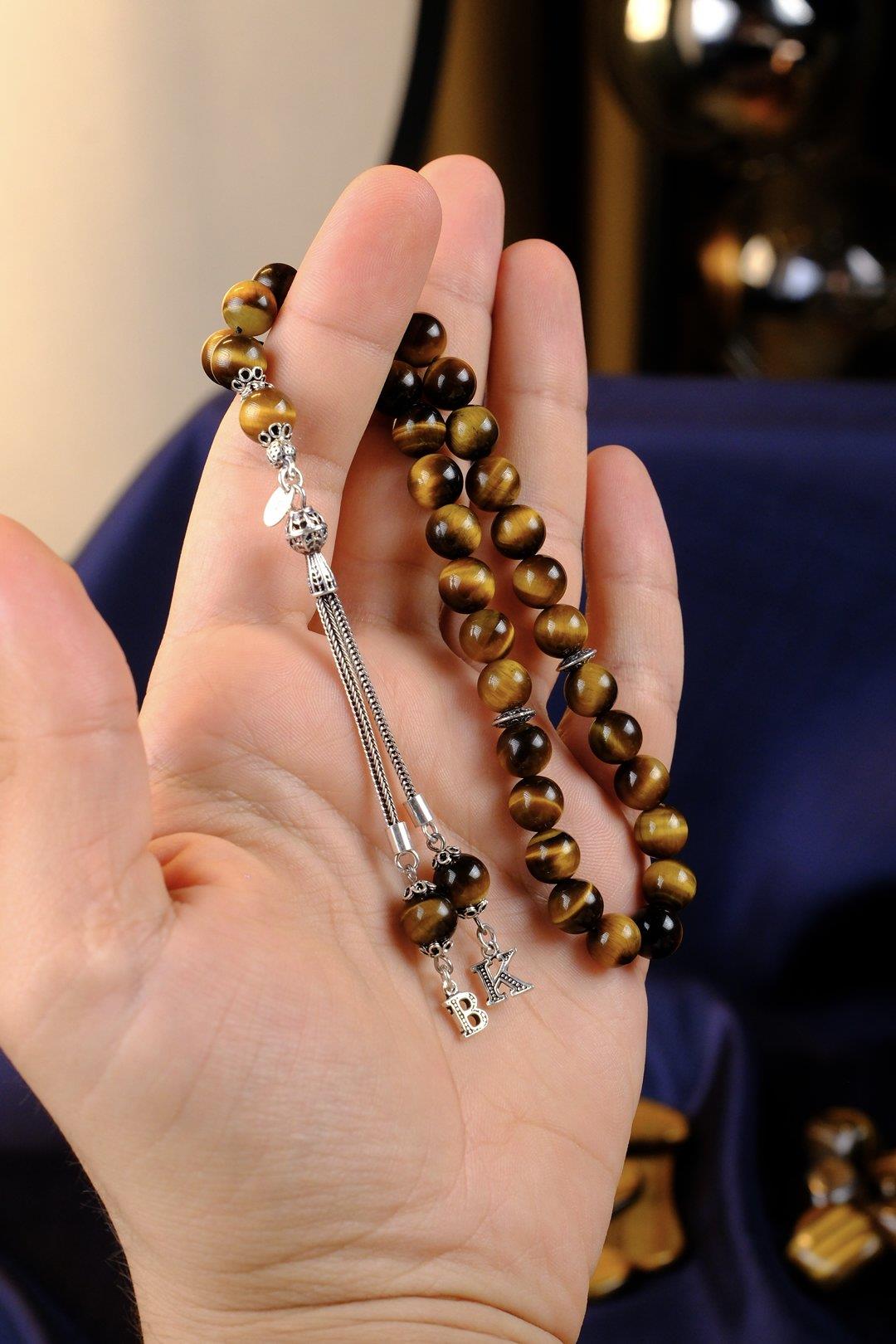 Gümüş Harf Tasarım Kaplan Gözü Tesbih