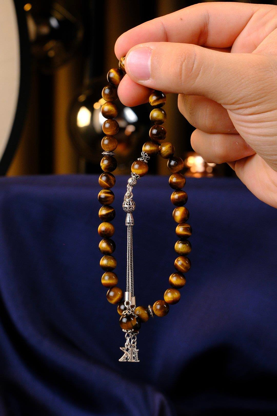 Gümüş Harf Tasarım Kaplan Gözü Tesbih