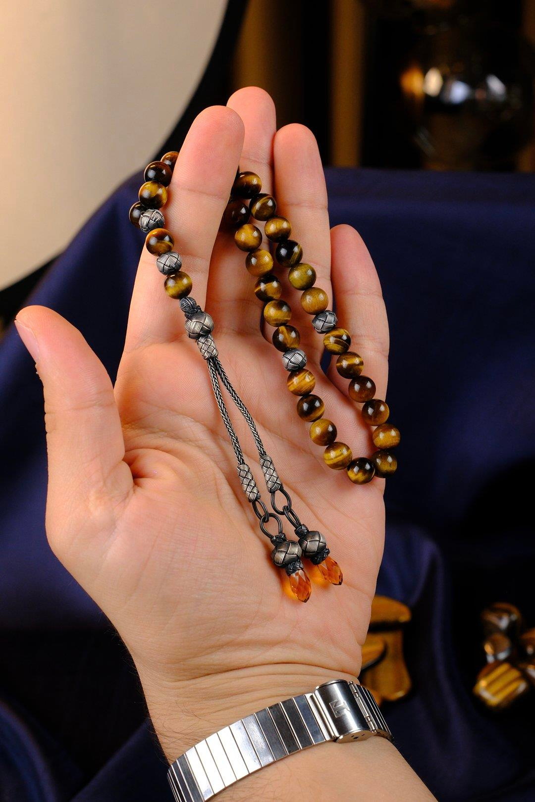 Gümüş Kazaz Tasarım Kaplan Gözü Tesbih