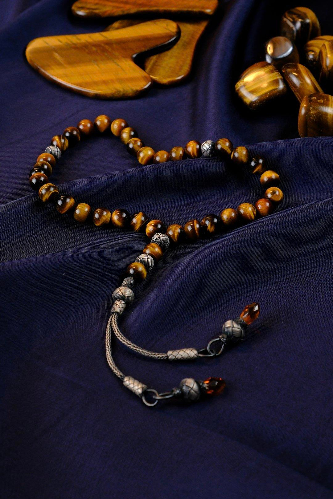 Gümüş Kazaz Tasarım Kaplan Gözü Tesbih