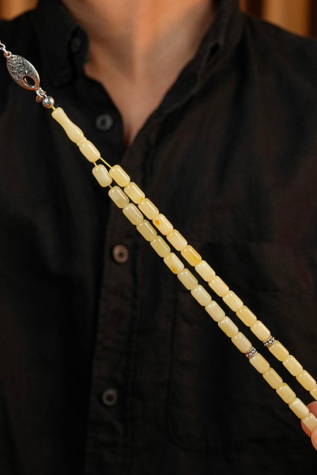 Gümüş Tasarım Kapsül Model Orjinal Damla Kehribar Tesbih (Amber),(رمز الحصان)