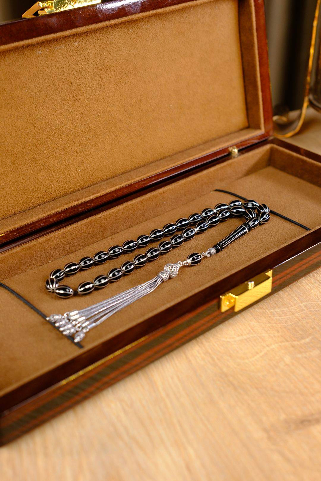 Gümüş Tasarım  Karpuz Yarma Erzurum Oltu Taşı Tesbih