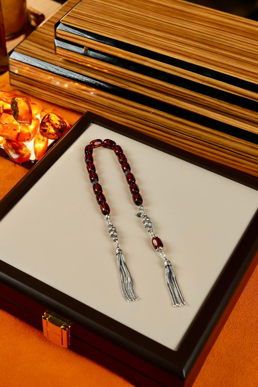 Gümüş Tasarım Orjinal Rus Damla Kehribar Zaza Tesbih